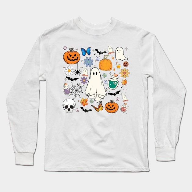 Halloween Shirt Funny Cute Long Sleeve T-Shirt by Sunset beach lover